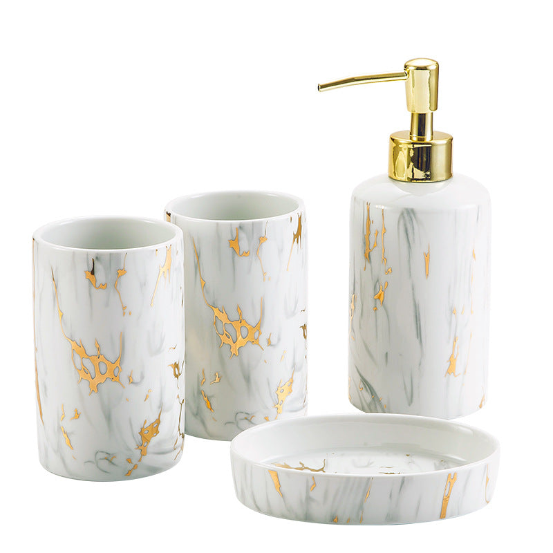 Set de baño efecto mármol – elegancia y organización para tu lavabo