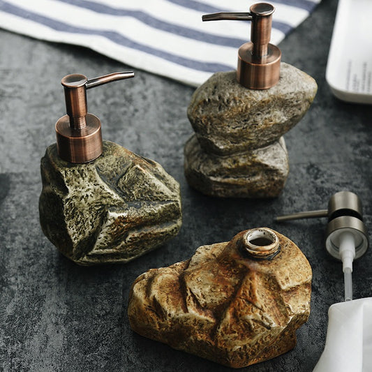 Dispensador de jabón efecto piedra retro – elegancia para tu baño