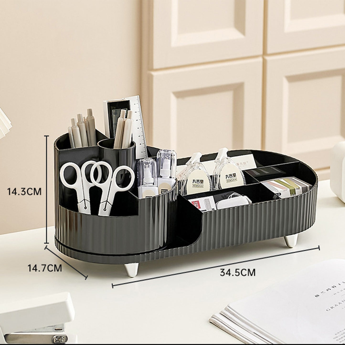 Organizador giratorio de maquillaje – almacenamiento elegante y funcional
