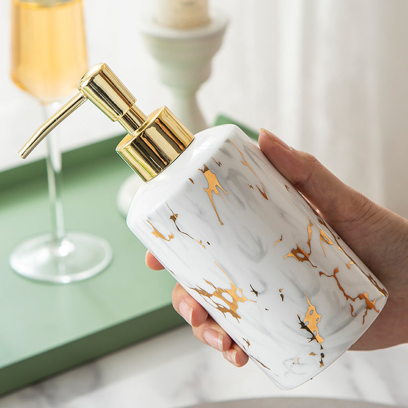 Set de baño efecto mármol – elegancia y organización para tu lavabo