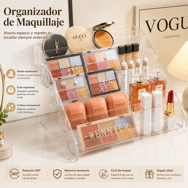 Organizador transparente para cosméticos – orden y elegancia para tu tocador