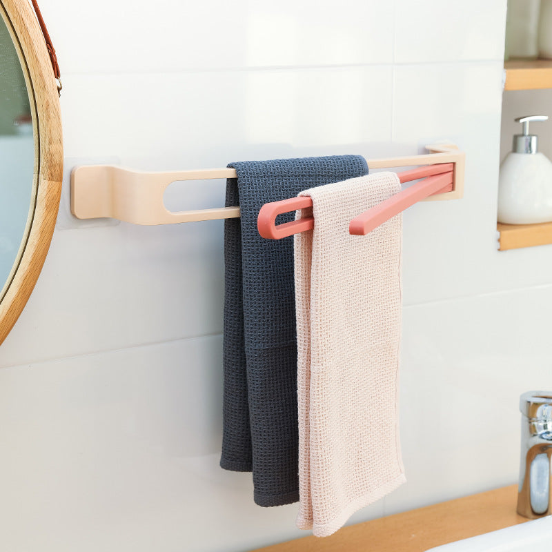 Toallero giratorio adhesivo para baño – organización sin taladros