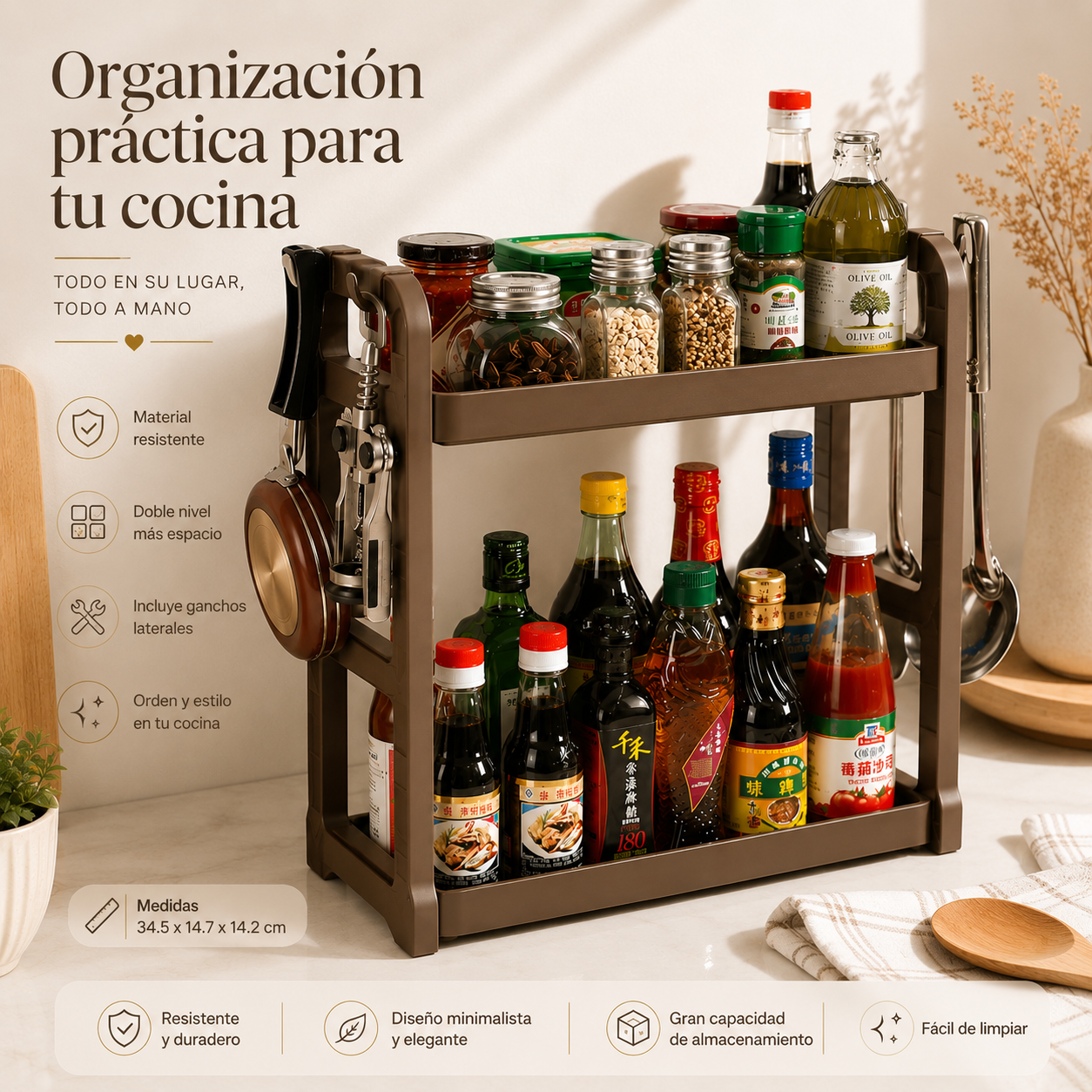 Organizador de cocina inteligente – aprovecha cada rincón