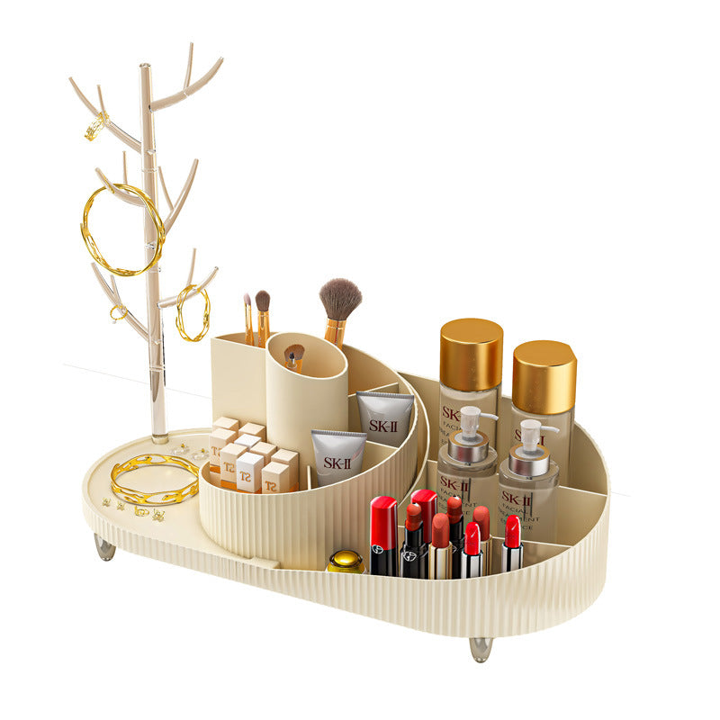 Organizador giratorio de maquillaje y joyería – gran capacidad y diseño elegante